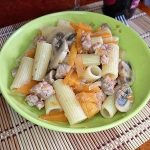 pasta con salchicha champiñones y calabaza