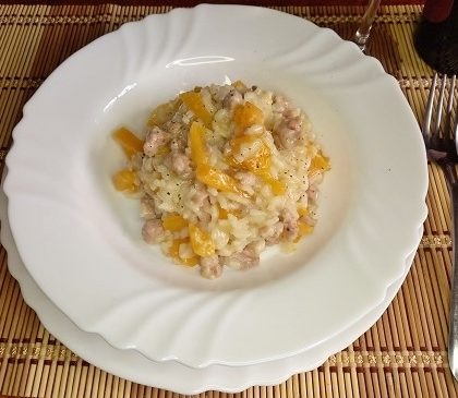 risotto de calabaza y salchicha