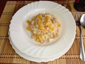 risotto de calabaza y salchicha