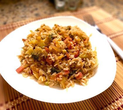 Arroz salteado con brócoli
