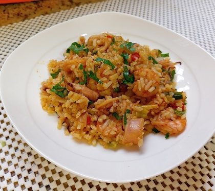Arroz rápido con mariscos